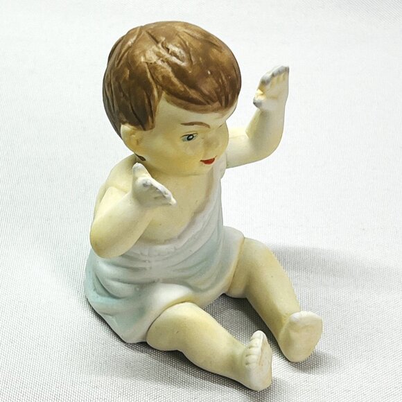 Piano Babies Vintage Figurines Kewpie Bisque Porcelain Dolls Girl Boy Lot of 2 - Picture 3 of 11